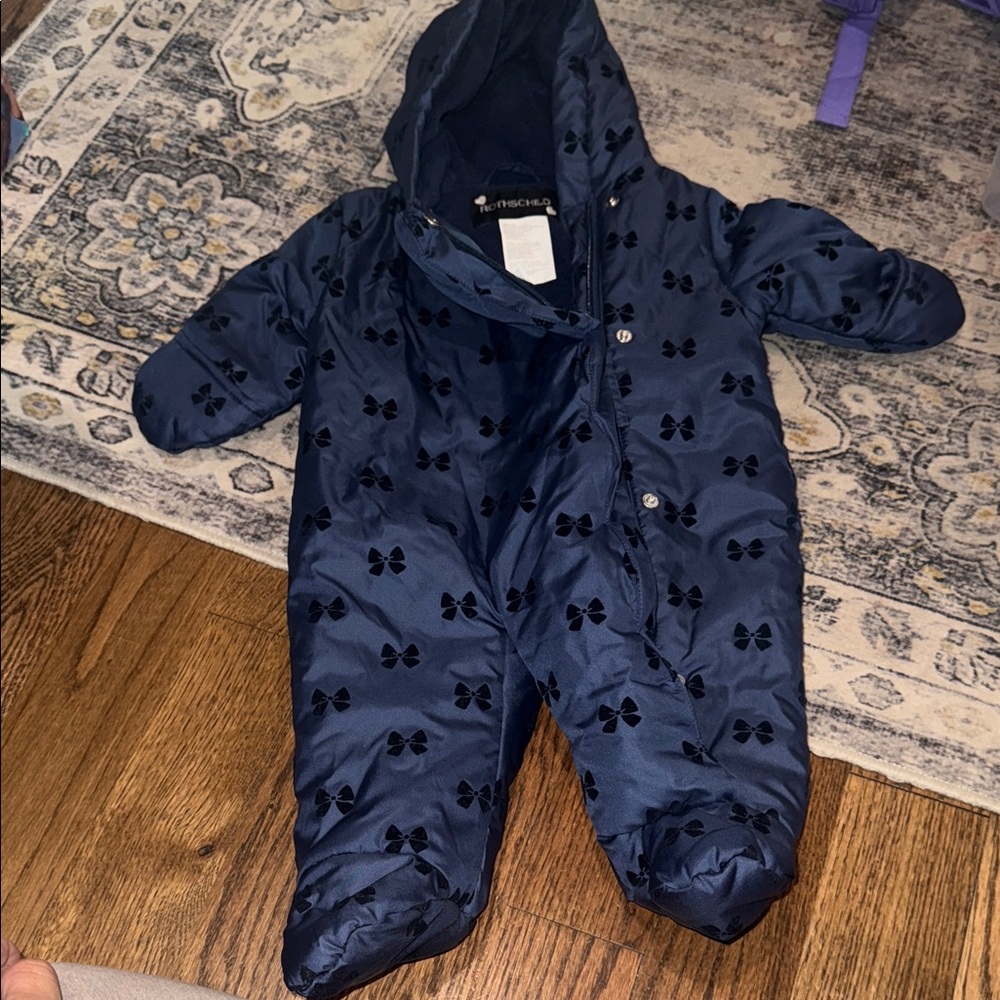 Rothschild Navy Kids Footie with Bow Patterns